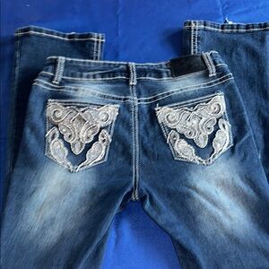 Women's Blue Embellished Jeans